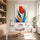 Tableau fleurs tulipe rouge orange géométrique décoration murale moderne minimaliste