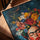 Floral female portrait wall art for Scandinavian living room decor
