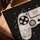 White game controller framed wall art, oak frame, living room decor