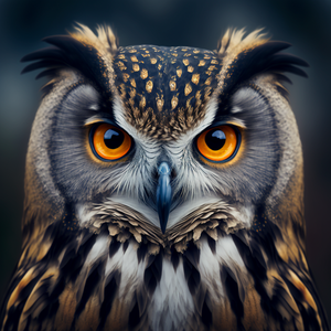 Owl Canvas with intense, penetrating gaze.
