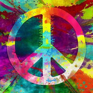 Colorful hippie peace and love symbol canvas