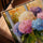Framed hydrangea bouquet in a vase wall art for a Scandinavian dining room