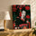Tableau japonais geisha kimono noir rouge pivoines décoration salon buffet chêne