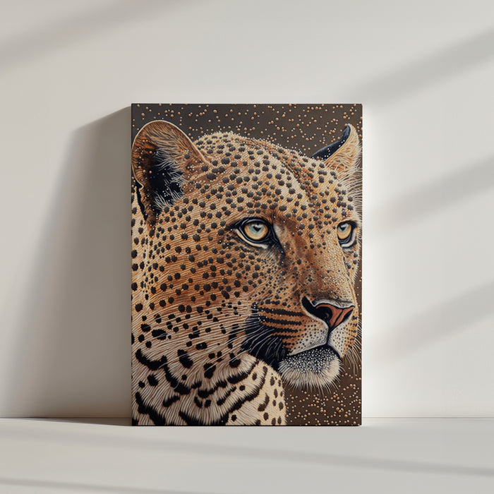 Leopard portrait pointillism canvas wall art