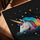 Sleeping unicorn canvas with rainbow, clouds and stars for Scandinavian kids room decor