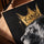 Majestic crowned lion canvas wall art in black, white and gold for living room decor