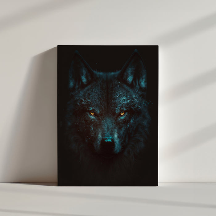 Tableau de loup noir majestueux : charme animal captivant