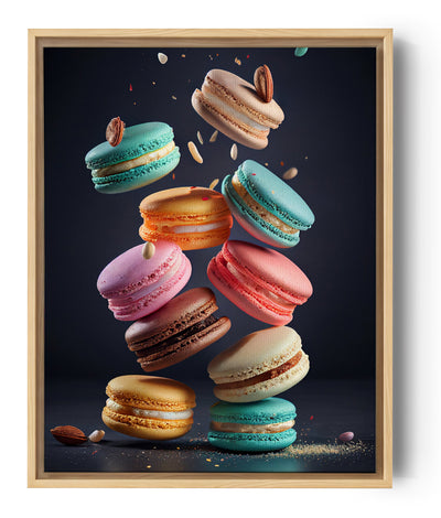 Une pile de macarons aux couleurs vibrantes et éclatantes qui donnent envie de croquer dedans. Leur manufacture artisanal les rend très attirant et envoûtant. Les détails parfaits de la photographie offrent une vue envoûtante sur ces délicieuses gourmandises.