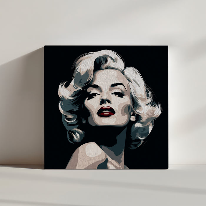Black and white Marilyn Monroe portrait with red lips - chic wall decor