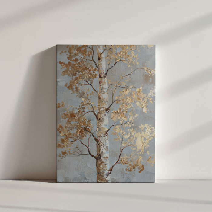 Birch tree fall foliage canvas for living room or bedroom wall decor, calming nature art