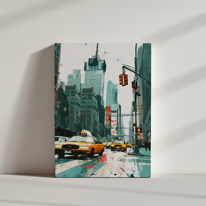 NYC Yellow Taxi and Skyscrapers Canvas Print