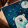 Polar bear and cub wall art for the living room, framed in golden oak