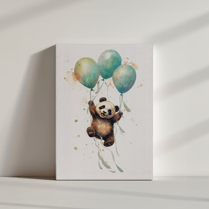 Charming panda illustration in pastel blue tones - wall art print