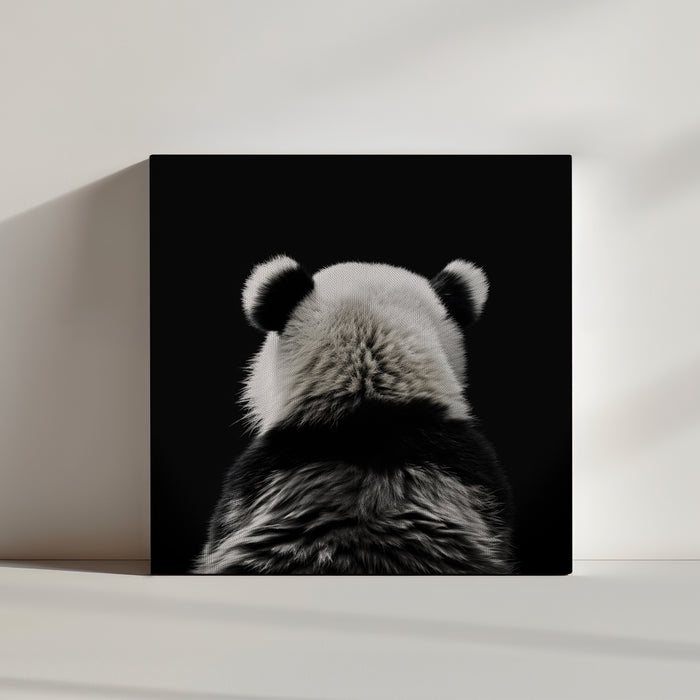 Stunning black and white panda canvas print, back view