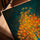 Royal peacock canvas with golden feathers, ideal for Scandinavian dining room decor