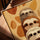 Texture de toile pour tableau paresseux joyeux empilés aux tons d’automne orange brun beige
