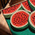 Retro watermelon wall art for living room, golden oak frame