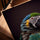 Tropical macaw canvas wall art with a golden oak frame for living room decor