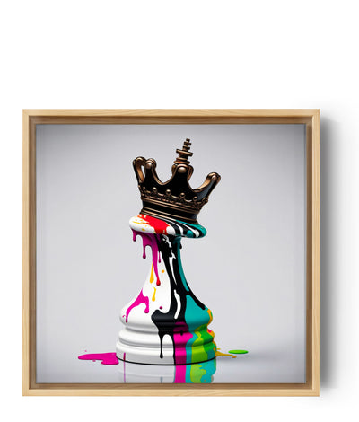 schaakkoning schilderij in trash-splash stijl