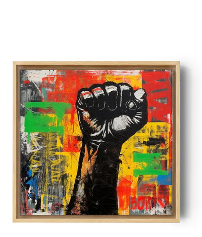 Het schilderij, rijk aan details en symboliek, vangt de energie en de kracht van de Black Power-beweging door middel van straatkunst