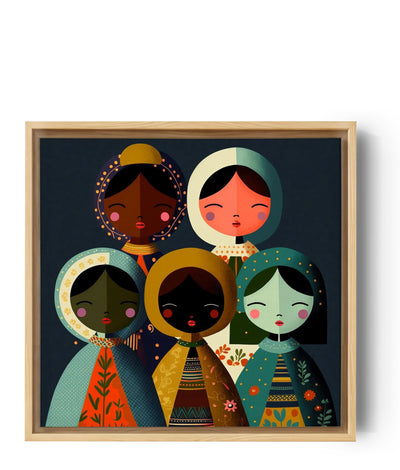 Wandbild fürs Kinderzimmer mit Illustration einer Puppe der Welt