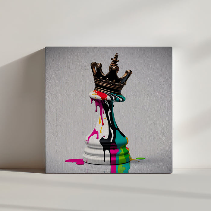 Chess King Graffiti Paint Splatter Canvas Wall Art