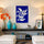 Minimalist modern wall decor, white doves on deep blue canvas for living room