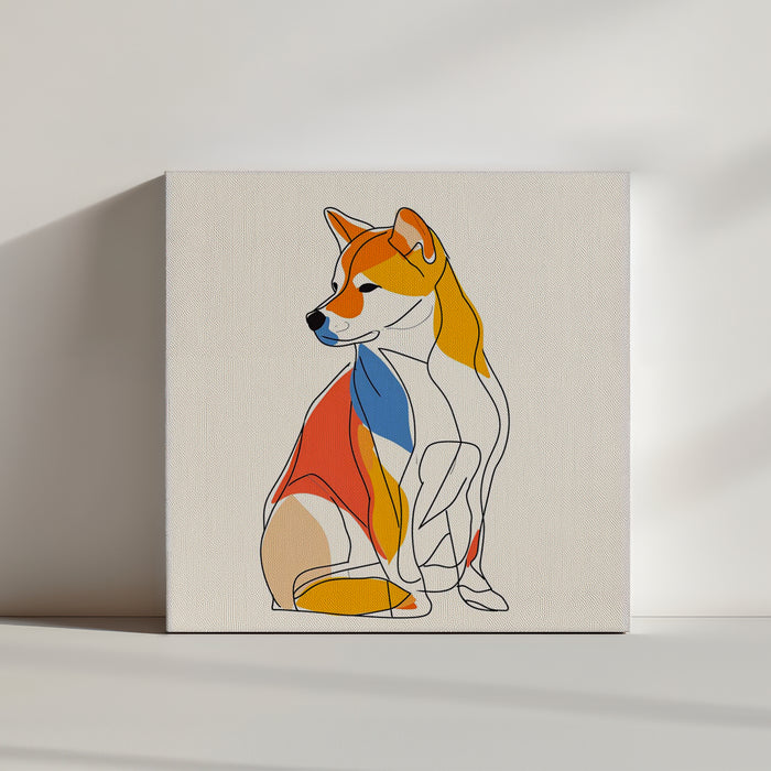Colorful Shiba Inu line art poster for modern home decor