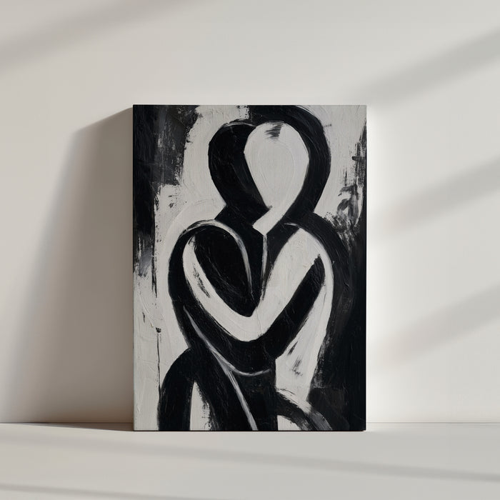 Black and white abstract silhouette artwork, modern decor for contemporary home design