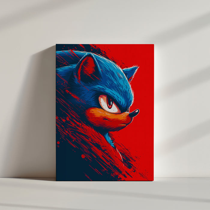 Sonic the Hedgehog blue and red canvas poster for boys bedroom decor