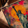 Tableau Statue Liberté pop art pour salon cadre chêne doré