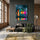 Tableau street art bar tropical multicolore avec palmiers et néons, décoration murale moderne salon