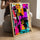 Statue of Liberty street art canvas print, orange pink blue collage for contemporary wall decor