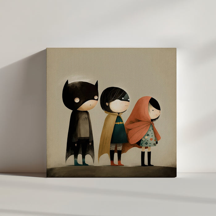 Kids superhero art print, minimalist illustration