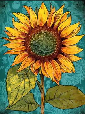 Sunflower art bursting with vibrant and bold colors, capturing the essence of this solar flower.