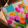 Abstract multicolor tulips canvas wall art for Scandinavian dining room decor