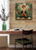 Frida Kahlo meditation art print, zen office decor vibe, green vase with black branches