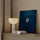 Deep blue Zen wall art with gold lotus, ideal for a meditation room or modern sideboard