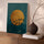 Tableau zen oiseaux en vol soleil doré turquoise pour décoration salon moderne buffet