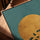 Tableau zen oiseaux en vol soleil doré turquoise décoration salon moderne cadre chêne