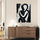Black and white abstract painting of an embrace, minimalist modern living room wall art