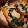 Abstract wall art of three African dancers for a minimalist office