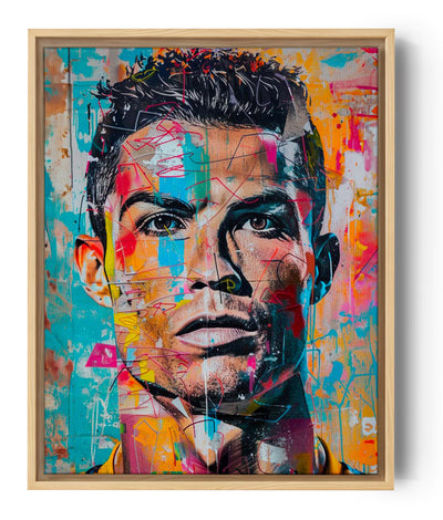 Detalle intenso de un cuadro street art de Ronaldo.
