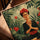 Woman meditating in a jungle canvas for living room, golden oak frame