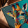 Girafe multicolore pop art tableau mural pour bureau scandinave