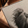 Black and white lion wall art for a minimalist home office