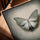 White butterfly canvas for living room, minimalist decor, golden oak frame