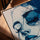 Visage féminin abstrait bleu tableau pour bureau minimaliste