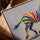Multicolor zebra canvas with golden oak frame for living room
