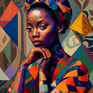 african woman canvas, colorful pattern